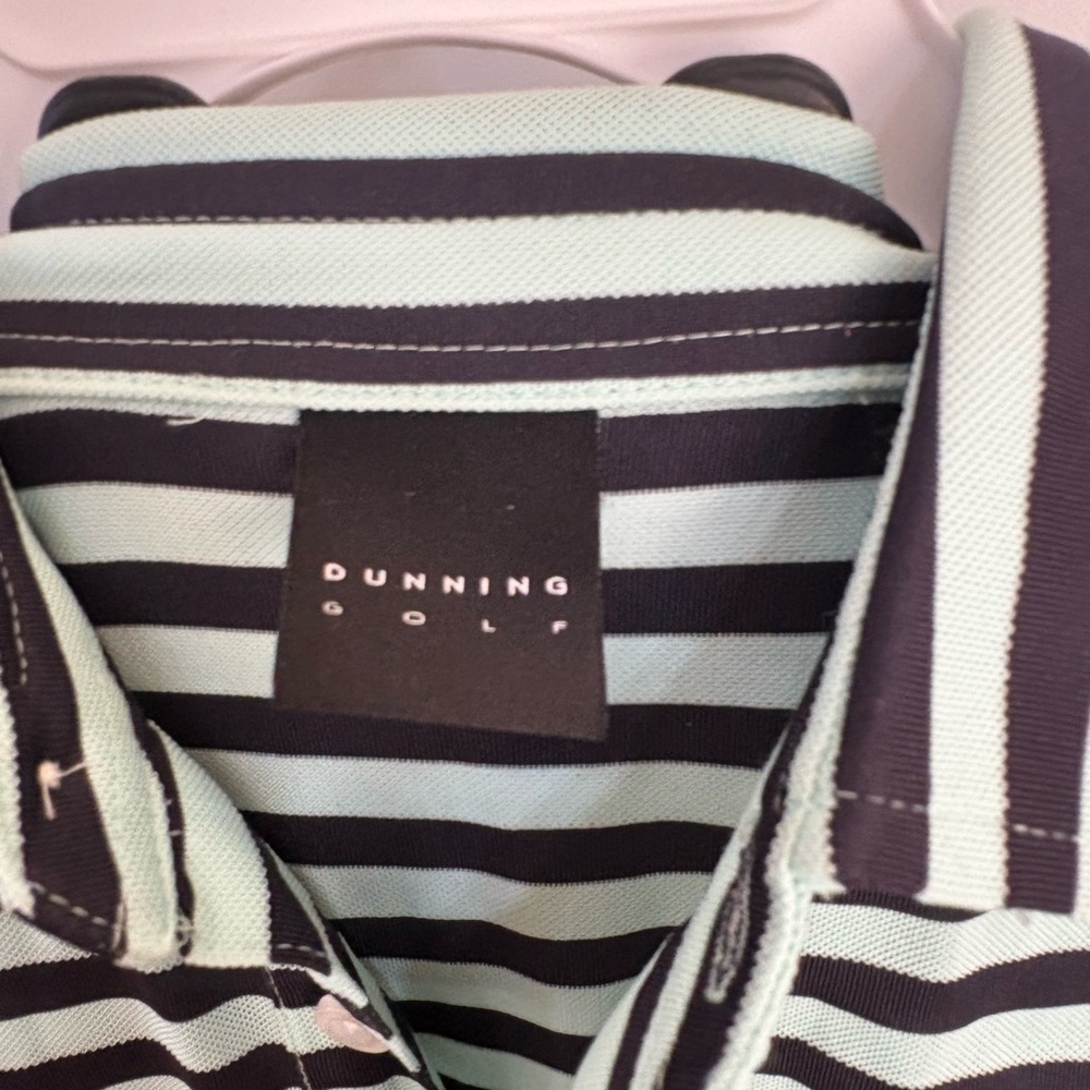 Dunning Golf Mint and Black Striped Polo Shirt - Picture 3 of 4